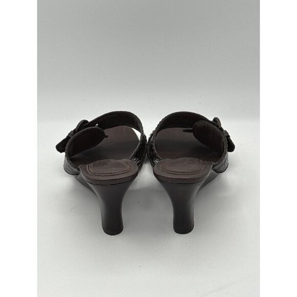 Diego Di Lucca Womens Brown Croc-Embossed Leather Slide Sandals 6.5 Made In Braz - Picture 4 of 8